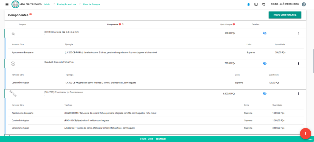 Imagem Visualização Detalhada Produção em Lote
